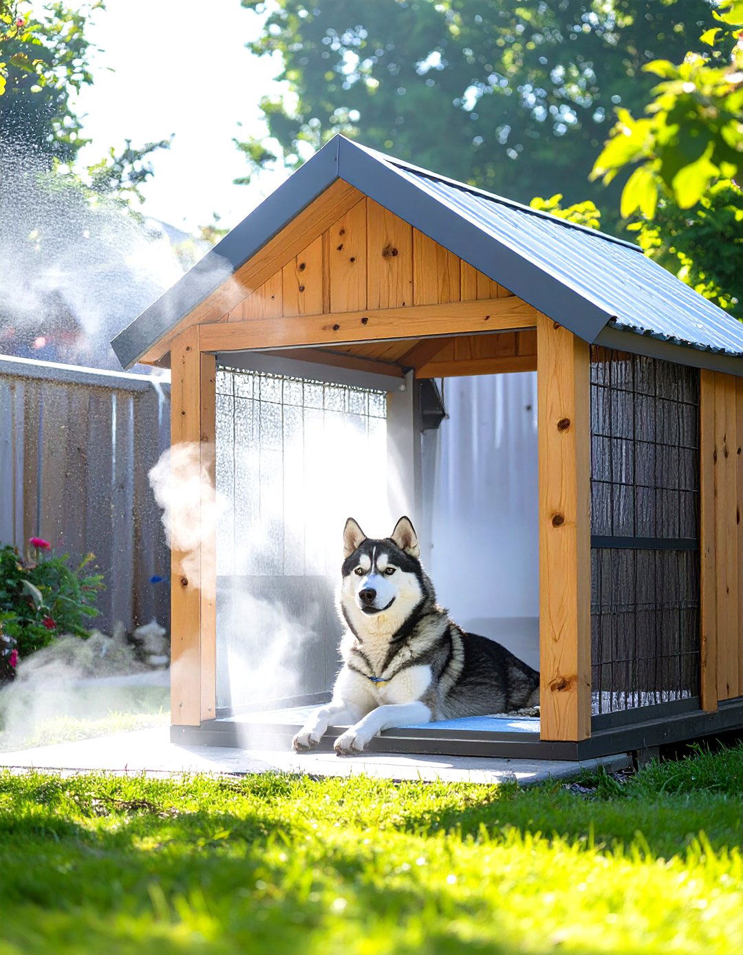 Outdoor Dog Kennel with a Water Misting System - 30 outdoor dog kennel ideas