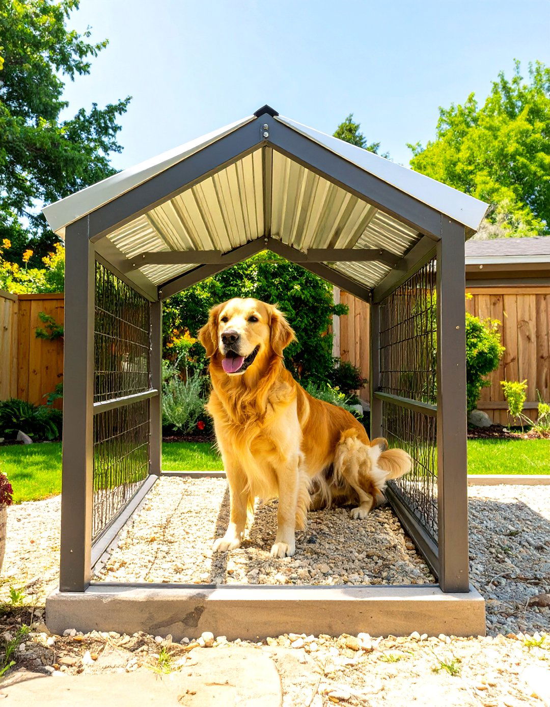 Outdoor Dog Kennel with an Integrated Shade Roof - 30 outdoor dog kennel ideas