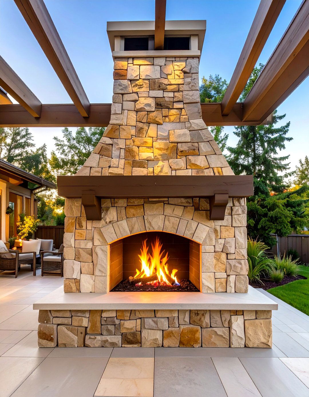 Outdoor Fireplace with Chimney - 30 outdoor firepit ideas