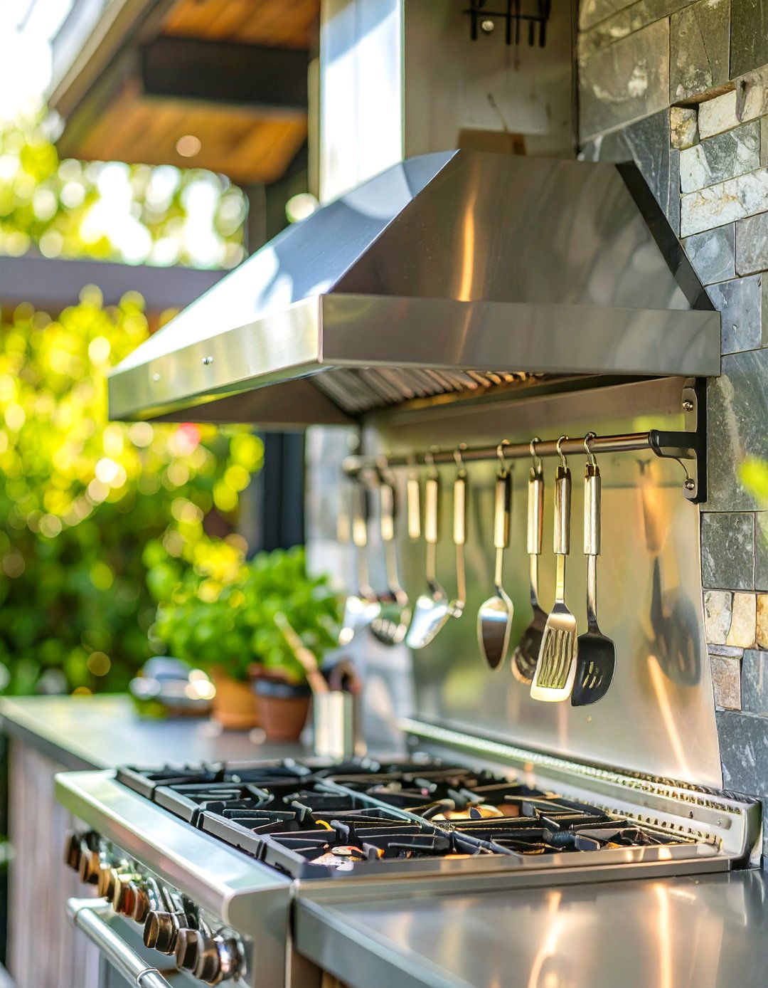 Outdoor Grill Exhaust Hood with an Integrated Pot Rail - 30 outdoor grill exhaust hood ideas