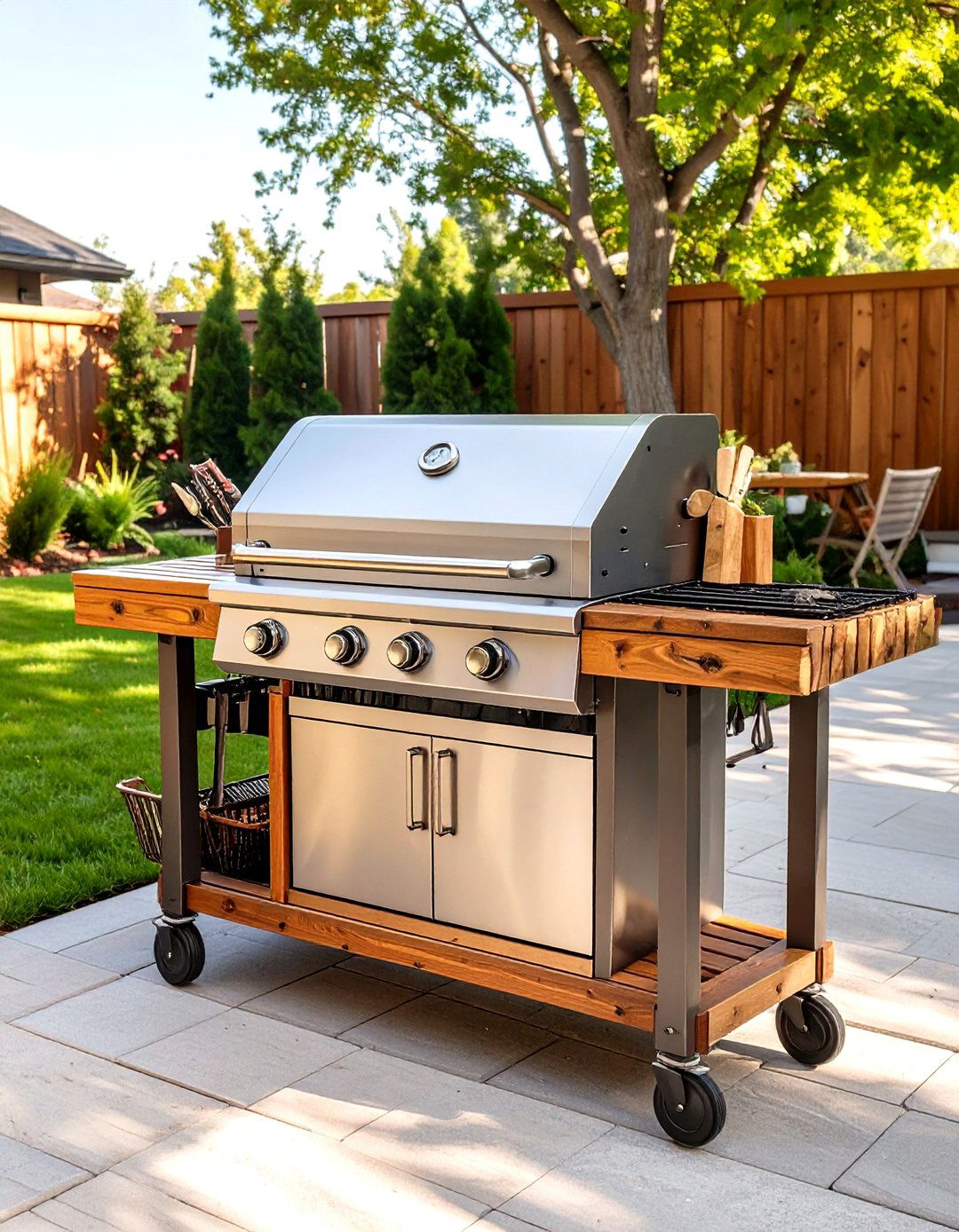 Outdoor Grill on a Mobile Cart - 30 outdoor grill ideas