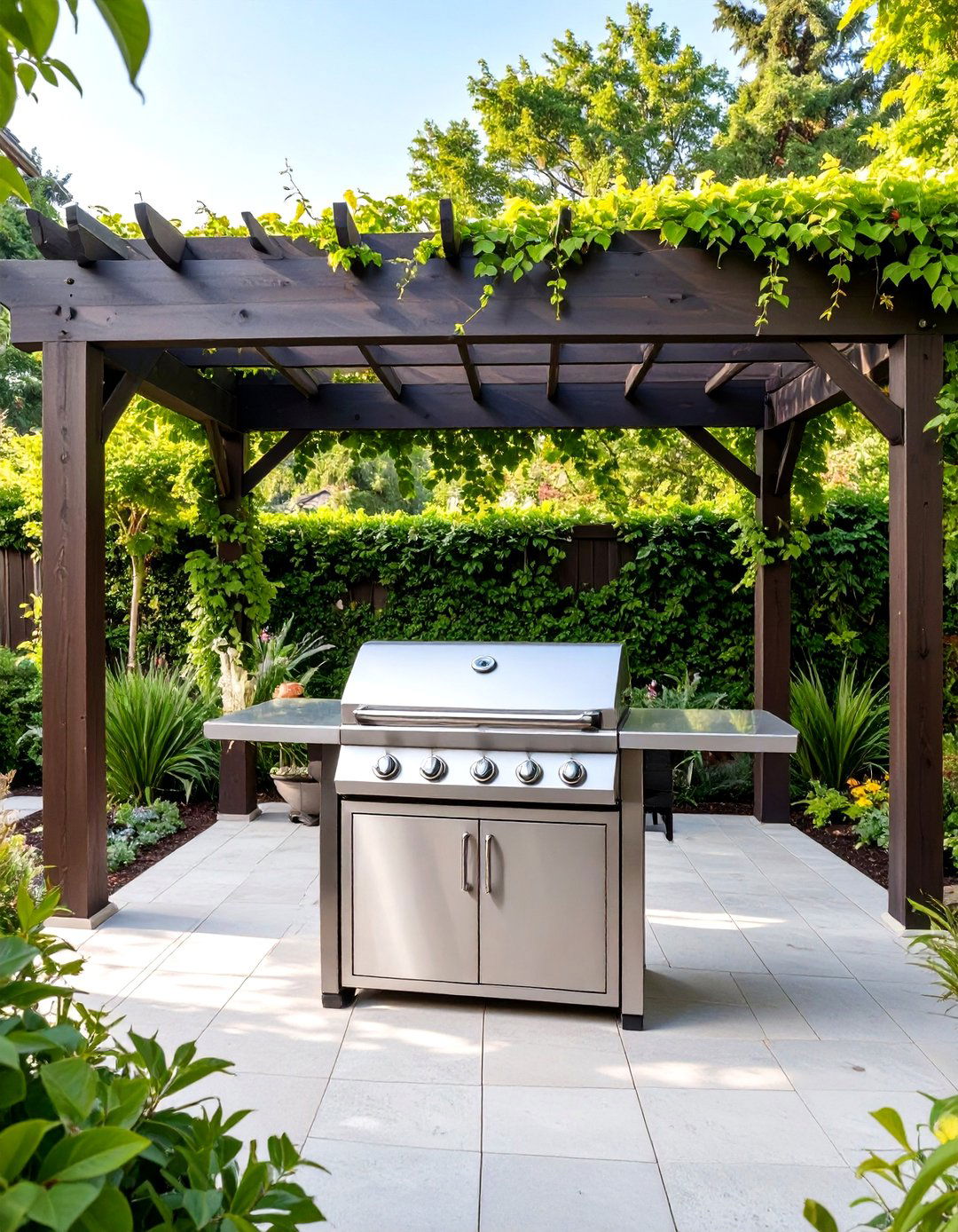 Outdoor Grill with a Pergola Cover - 30 outdoor grill ideas