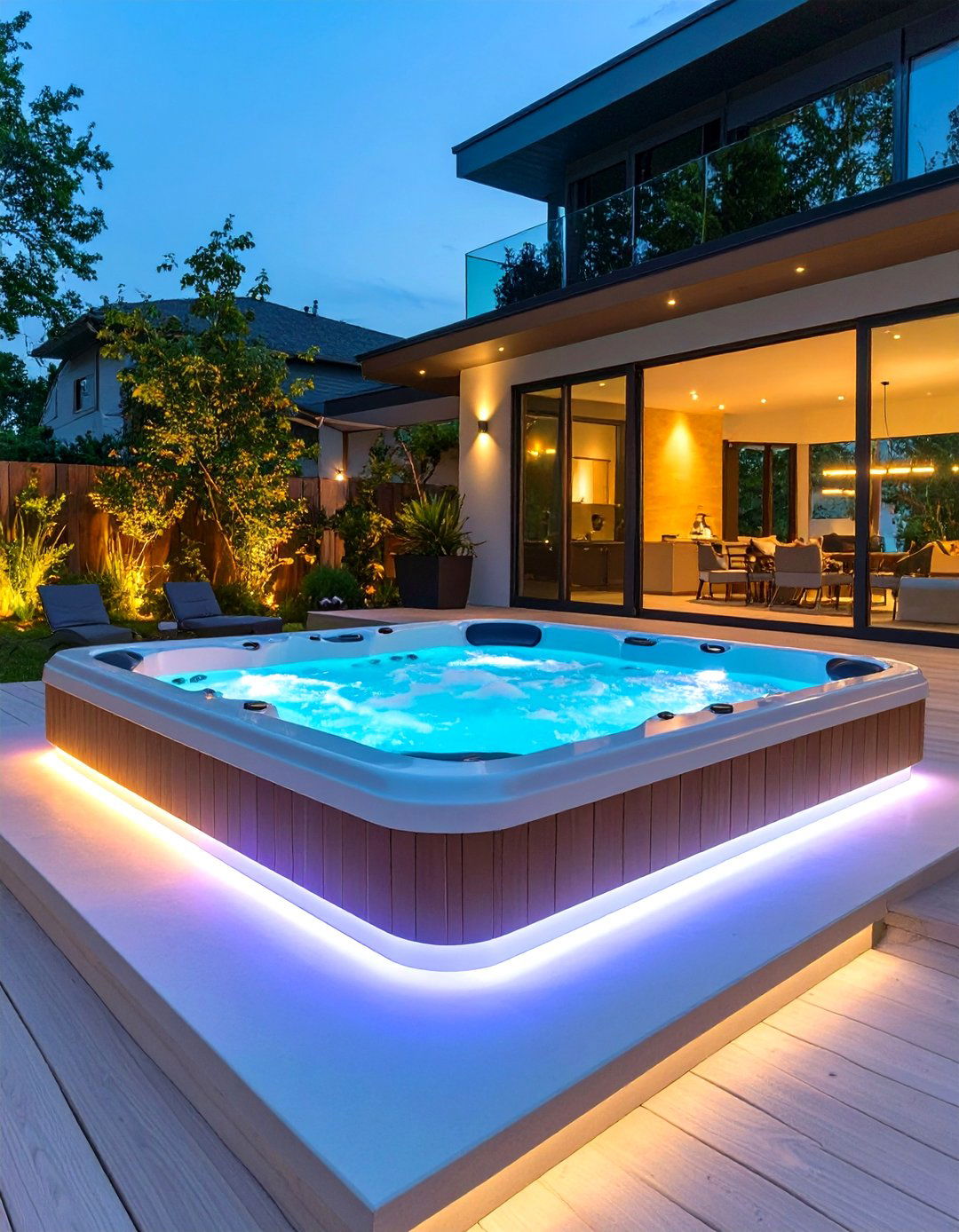 Outdoor Hot Tub with Smart Lighting - 30 outdoor hot tub ideas