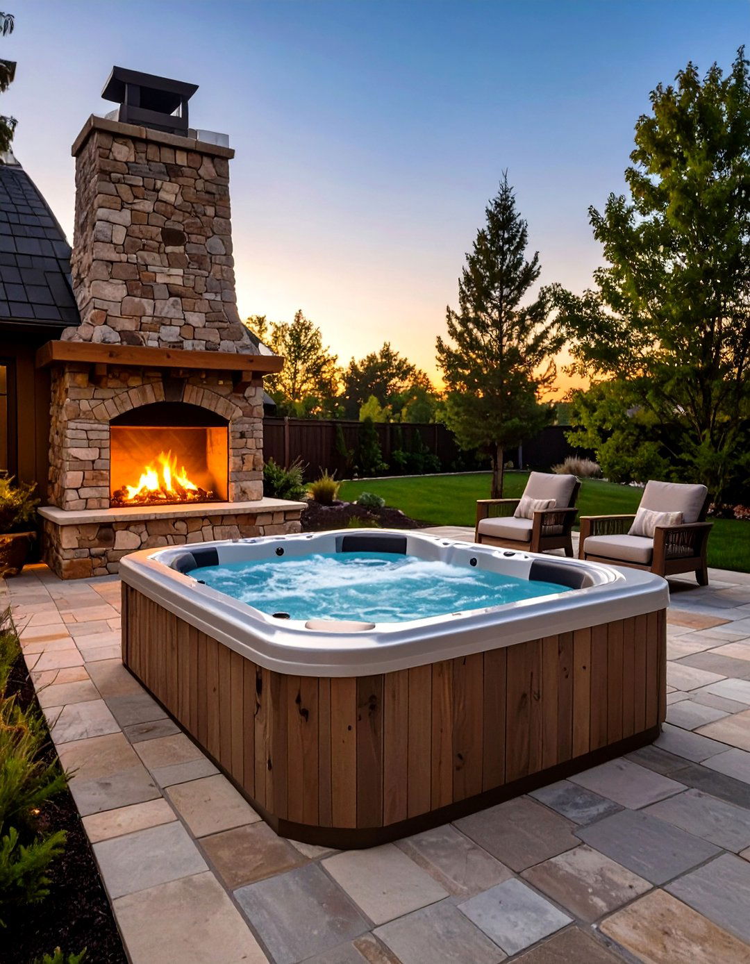 Outdoor Hot Tub with an Integrated Fire Pit - 30 outdoor hot tub ideas