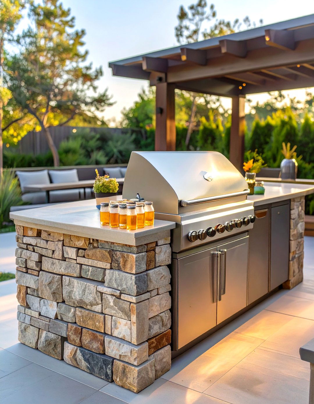 Outdoor Kitchen with a Beverage Refrigerator - 30 outdoor kitchens ideas