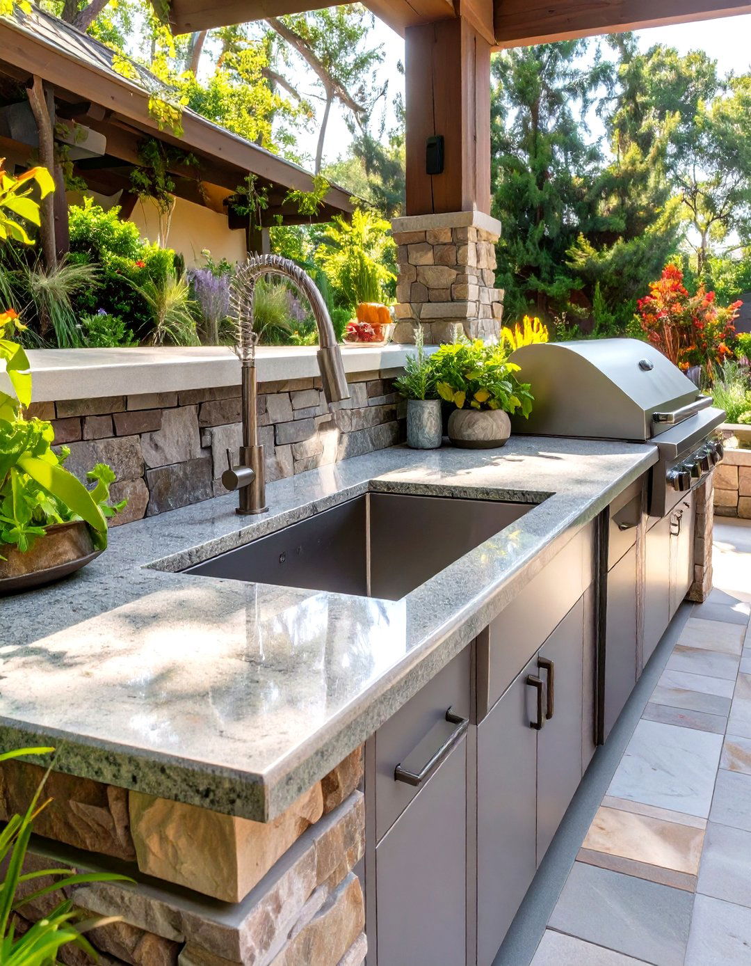 Outdoor Kitchen with a Full Sink and Prep Area - 30 outdoor kitchens ideas