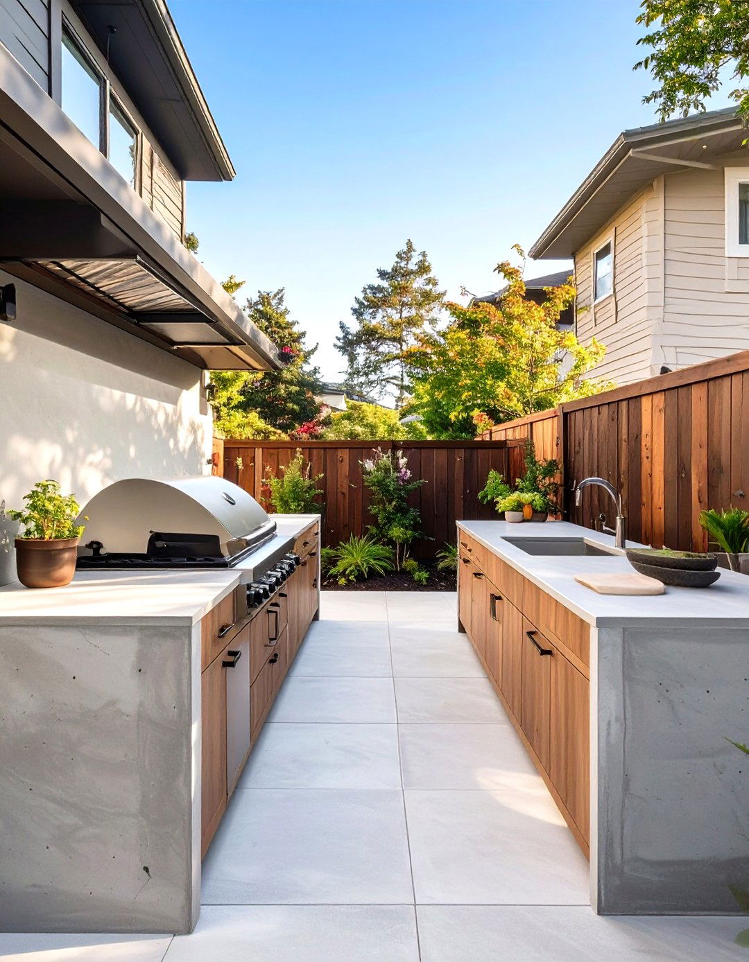 Outdoor Kitchen with a Green Wall - 30 outdoor kitchen designs