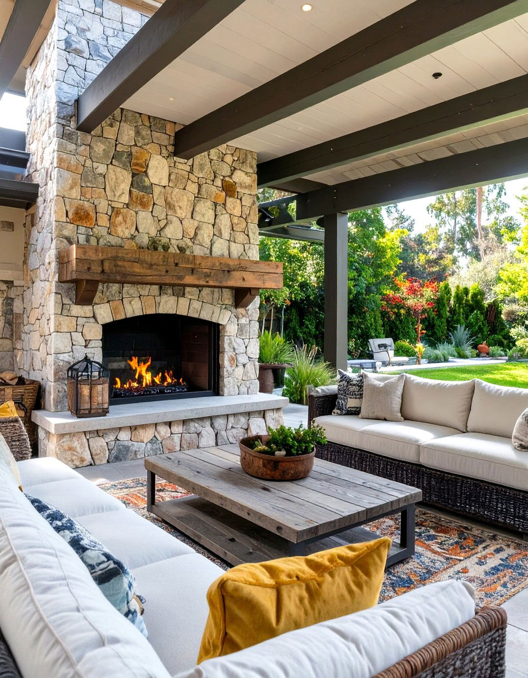 Outdoor Living Room with a Fireplace - 30 outdoor living ideas