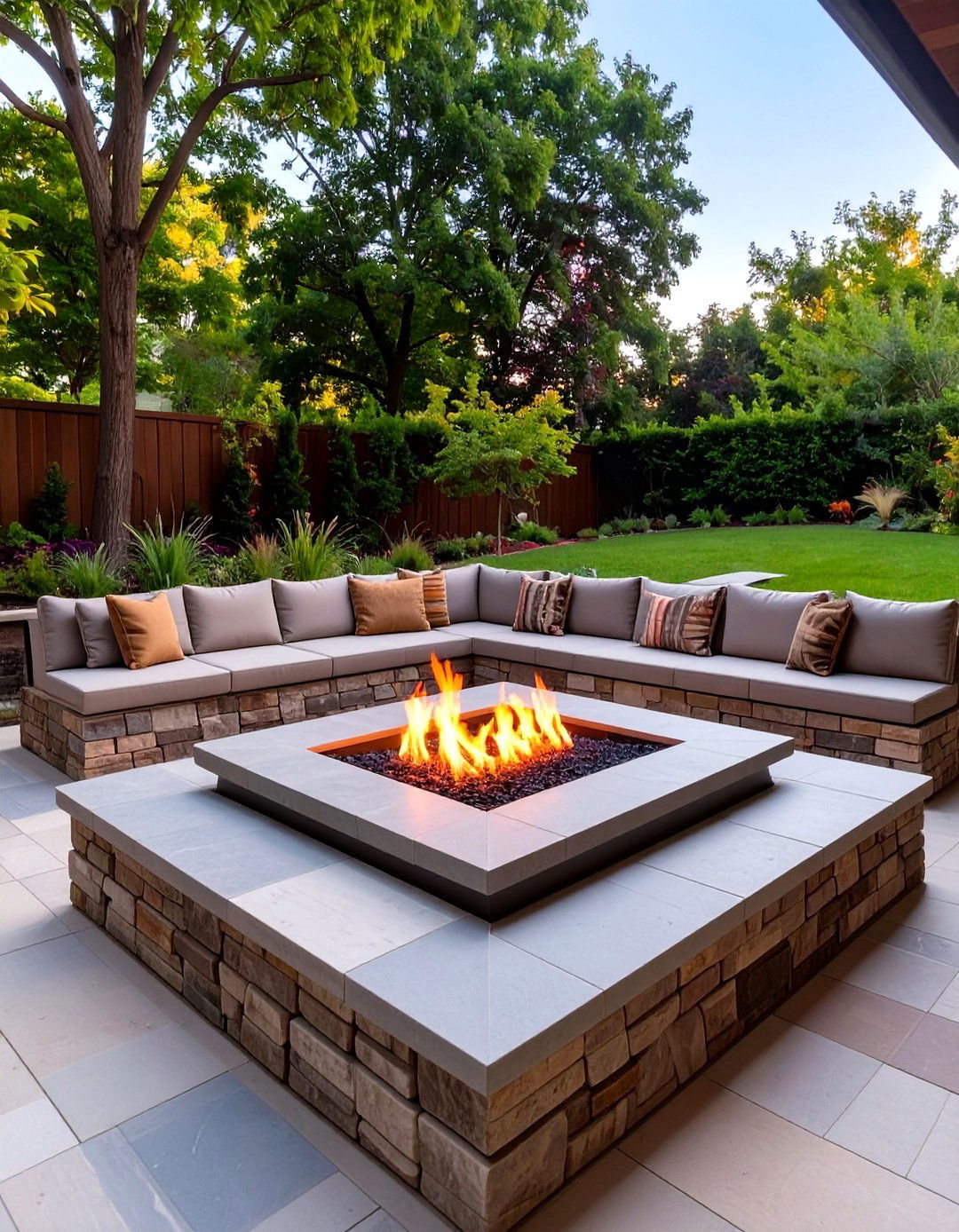 Outdoor Living Space with a Sunken Fire Pit Lounge - 30 outdoor living space ideas