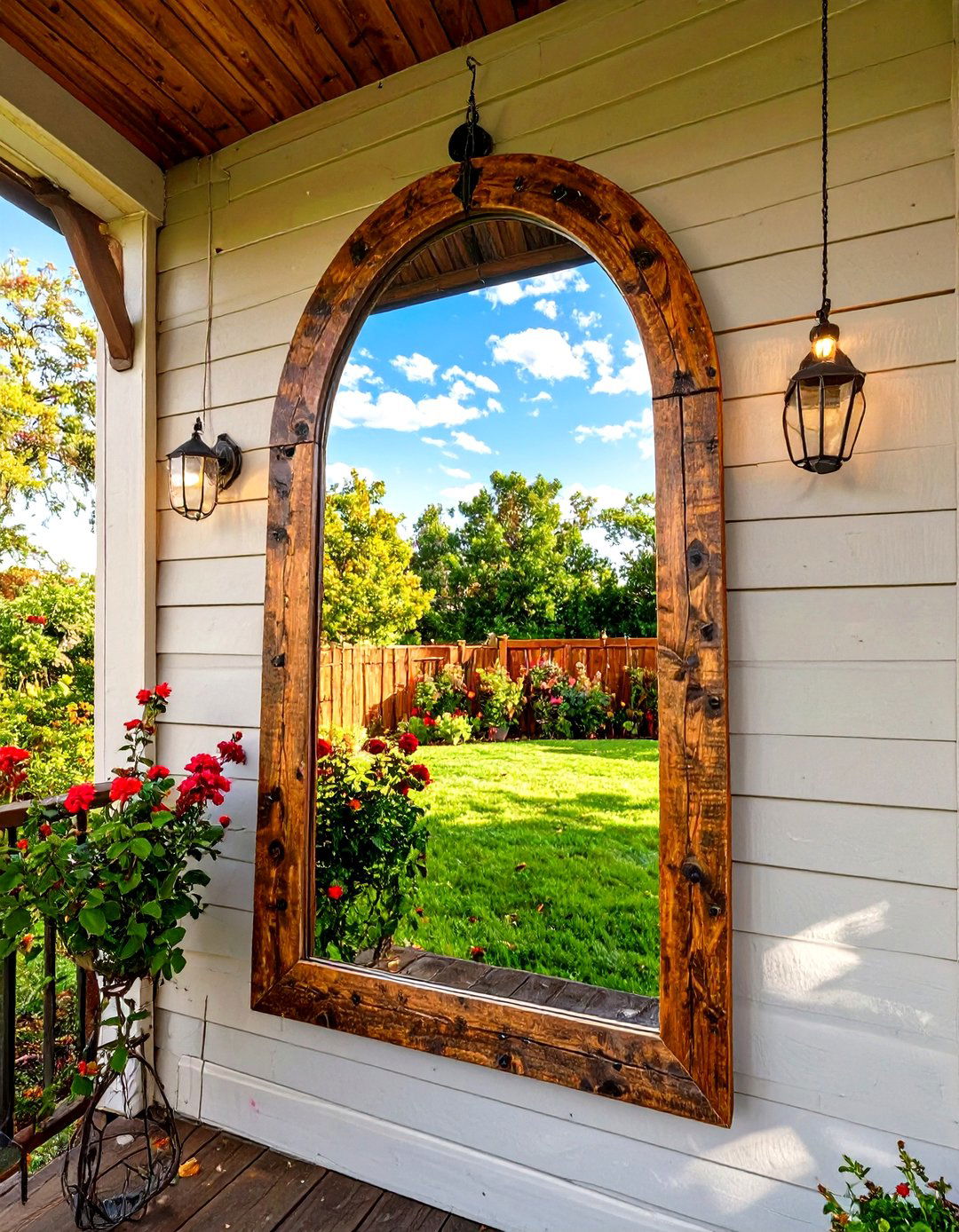 Outdoor Mirror to Enlarge a Small Porch - 30 small back porch ideas