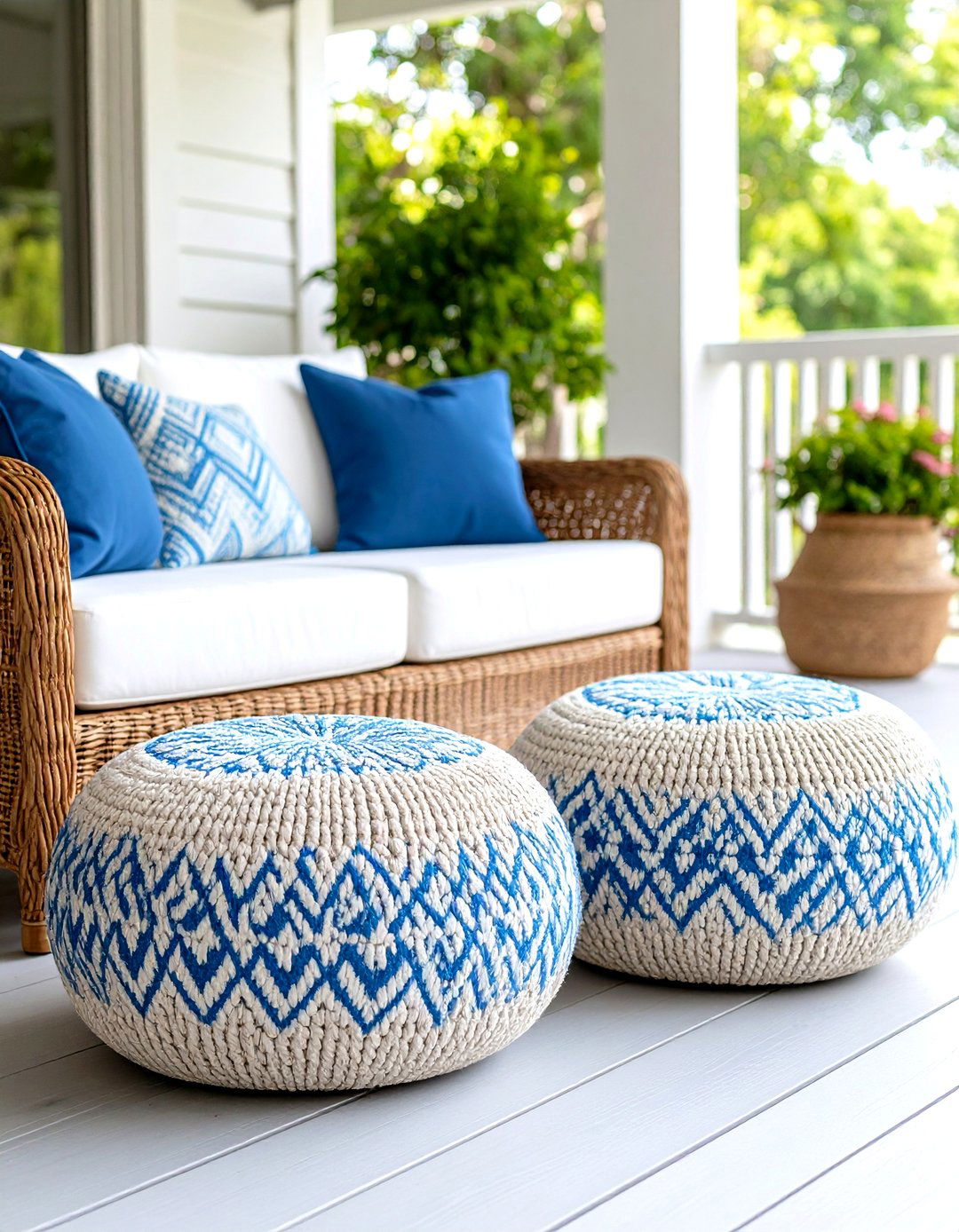 Outdoor Poufs as Footrests or Seats - 30 porch furniture ideas