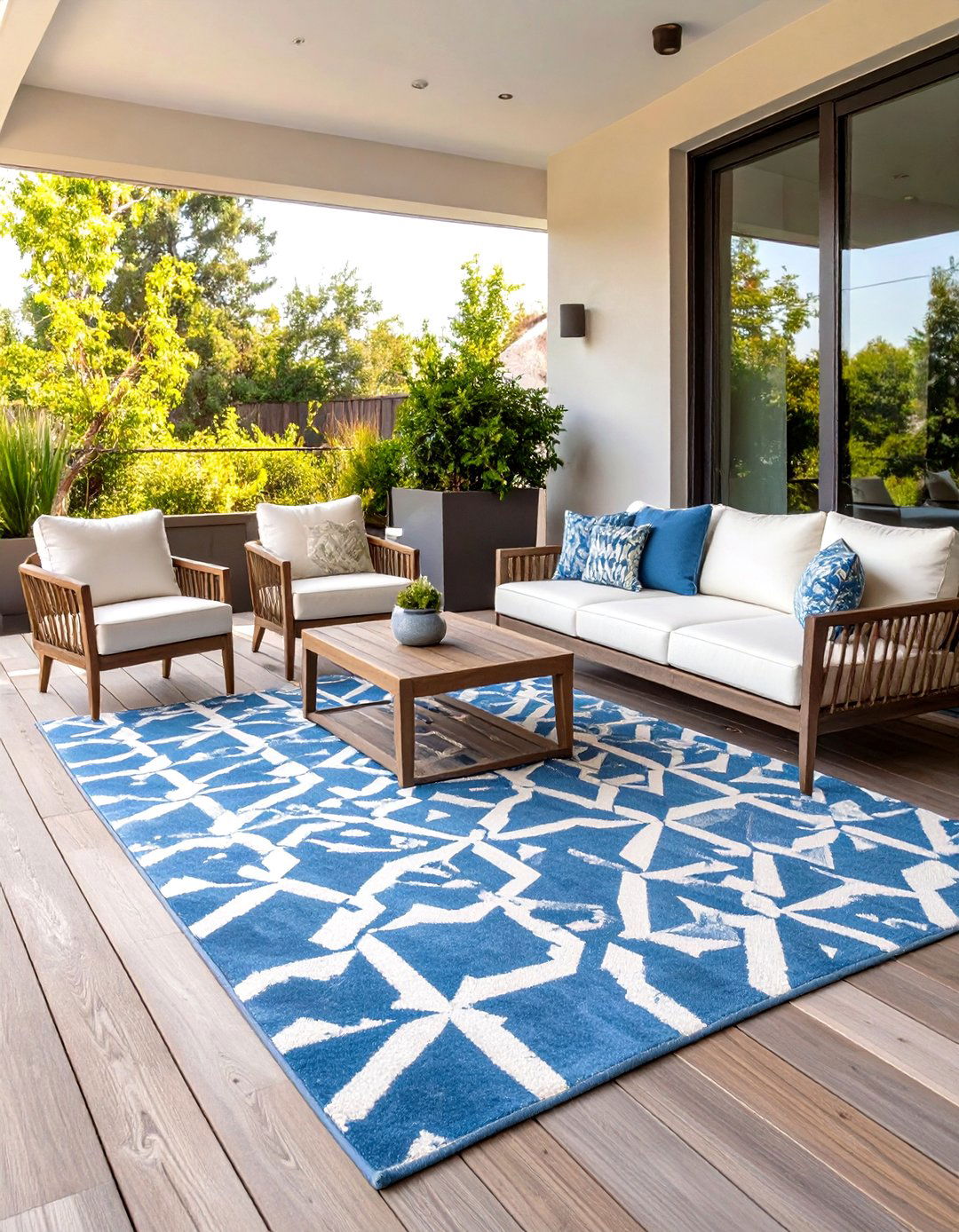 Outdoor Rug to Define a Seating Area - 30 outdoor living ideas