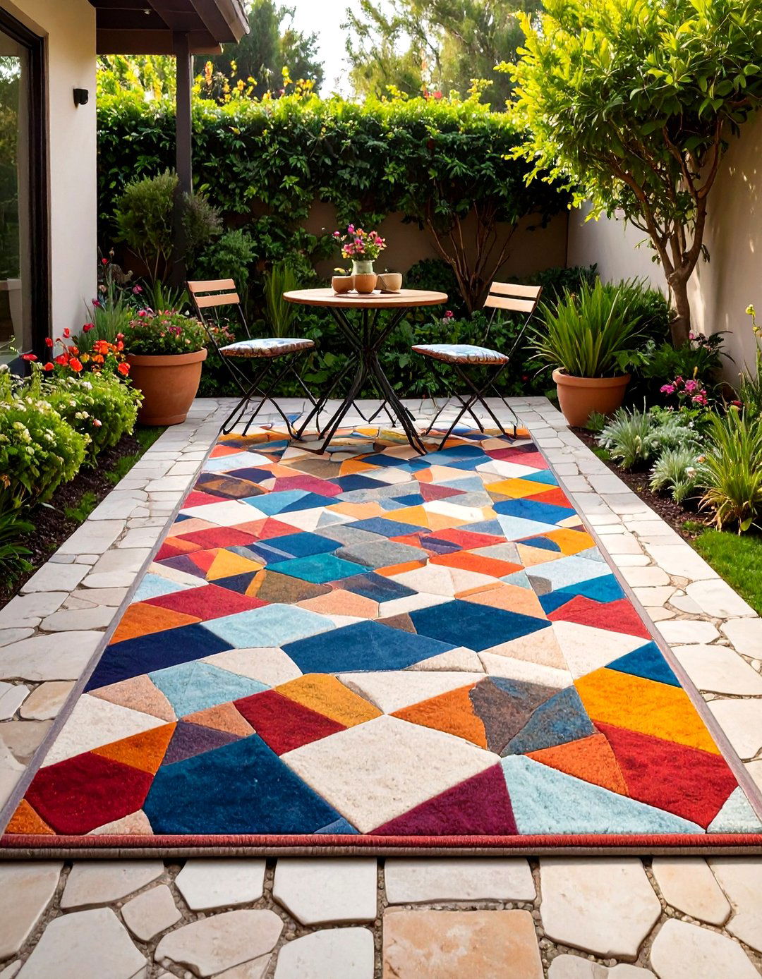 Outdoor Rug to Define a Zone - 30 small garden design ideas