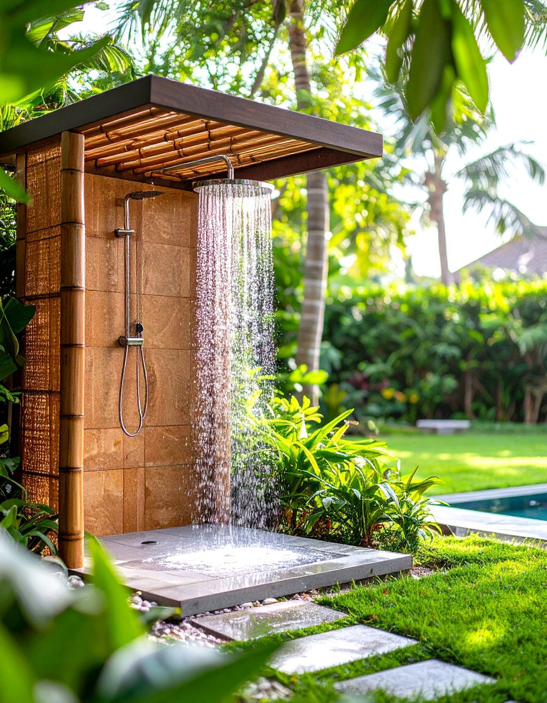 Outdoor Shower Area - 30 pool landscape ideas