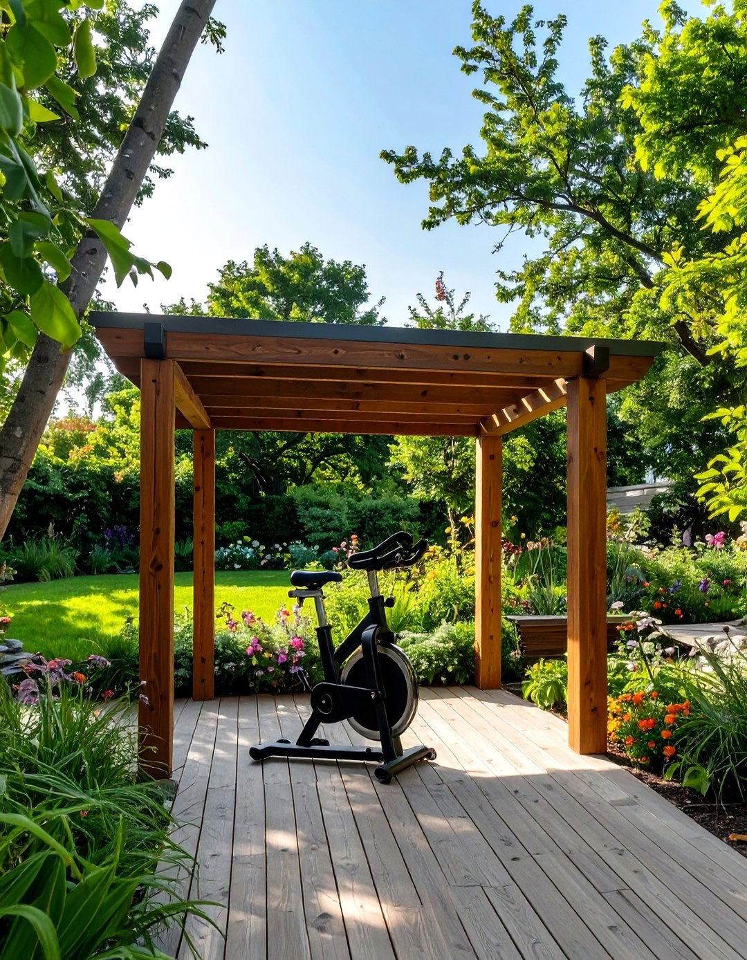 Outdoor Spin Bike Shelter - 30 outdoor gym ideas