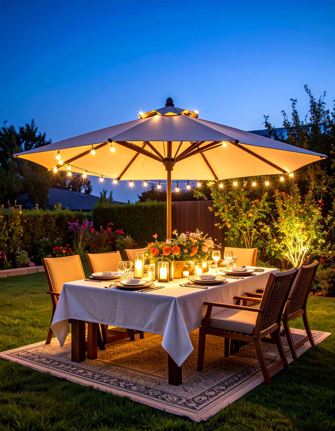 Outdoor String Light Umbrella Illumination - 30 outdoor string light ideas