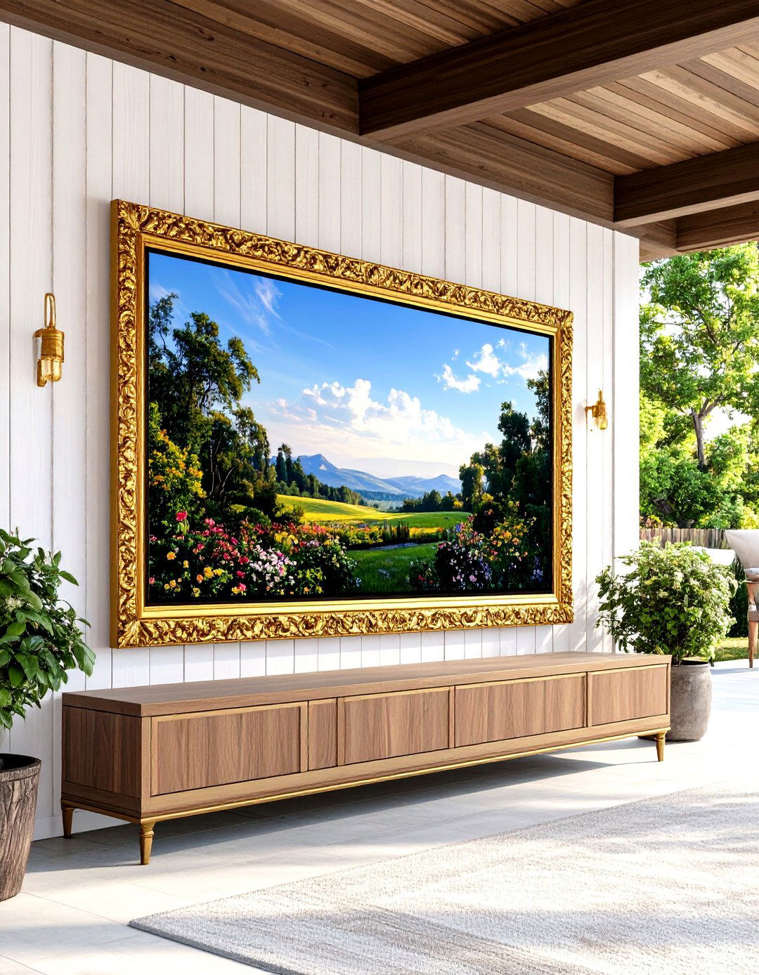 Outdoor TV Framed as Wall Art - 30 outdoor tv ideas