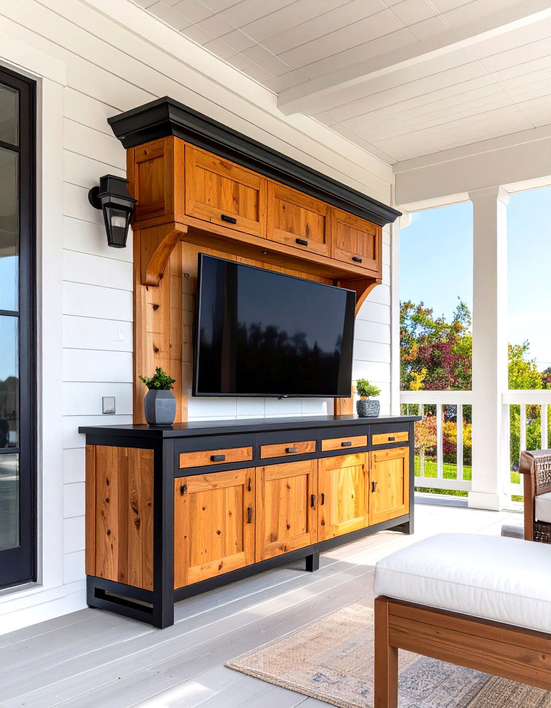 Outdoor TV Mount Inside a Custom Cabinet - 30 outdoor tv mount ideas