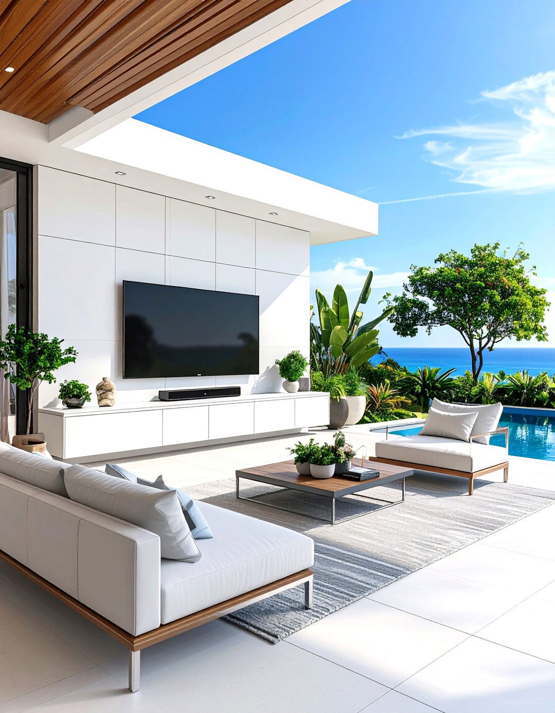 Outdoor TV Wall with Built In Cabinetry - 30 outdoor tv wall ideas