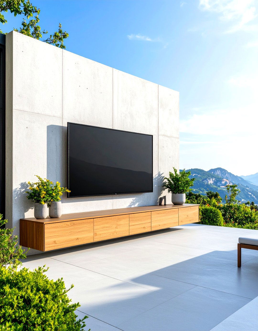 Outdoor TV on a Brick or Concrete Wall - 30 outdoor tv ideas