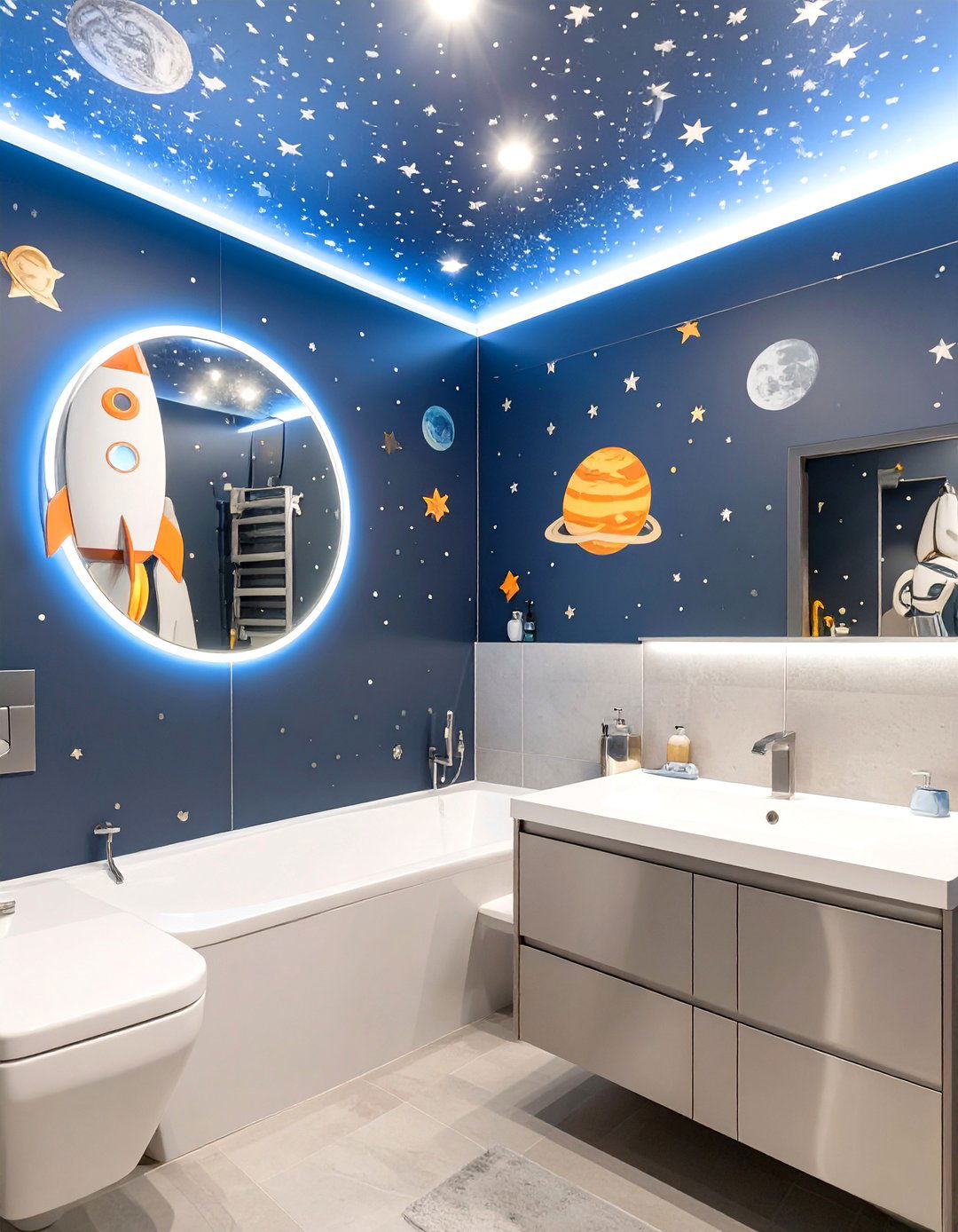 Outer Space Galaxy Bathroom - 30 kids bathroom ideas
