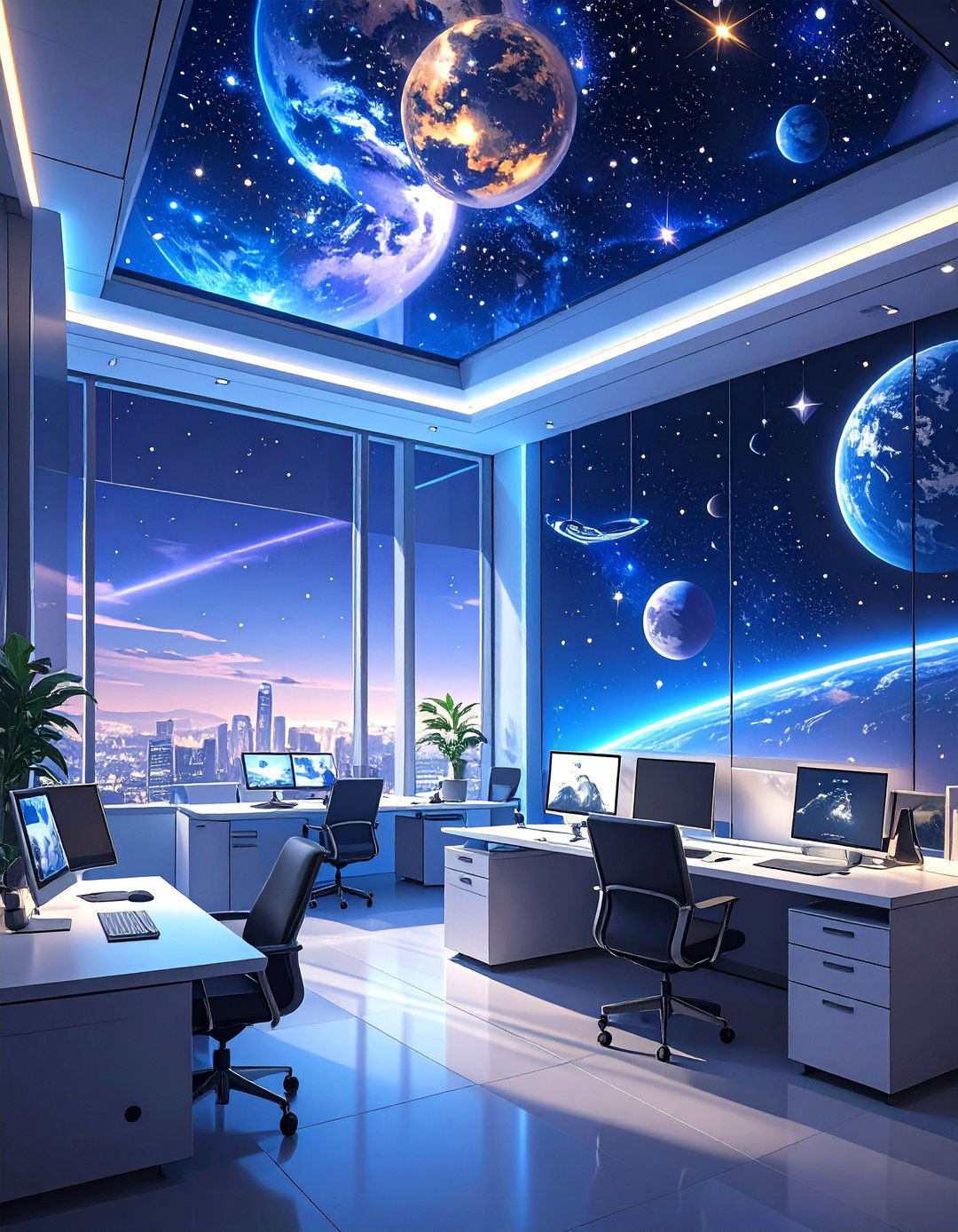 Outer Space Galaxy Office Concept - 30 office  decorating contest ideas