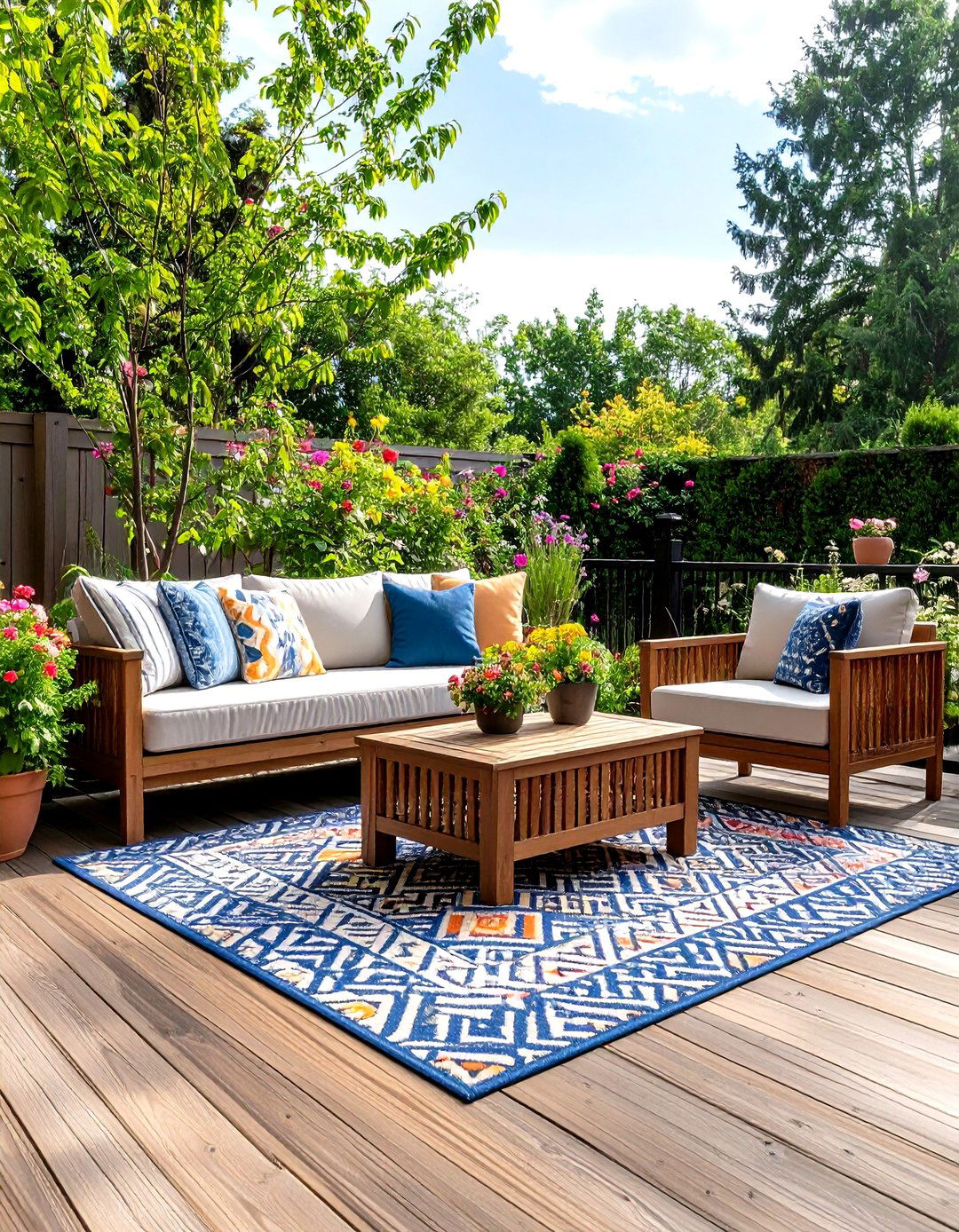 Outside Patio with an Outdoor Rug - 30 outside patio ideas