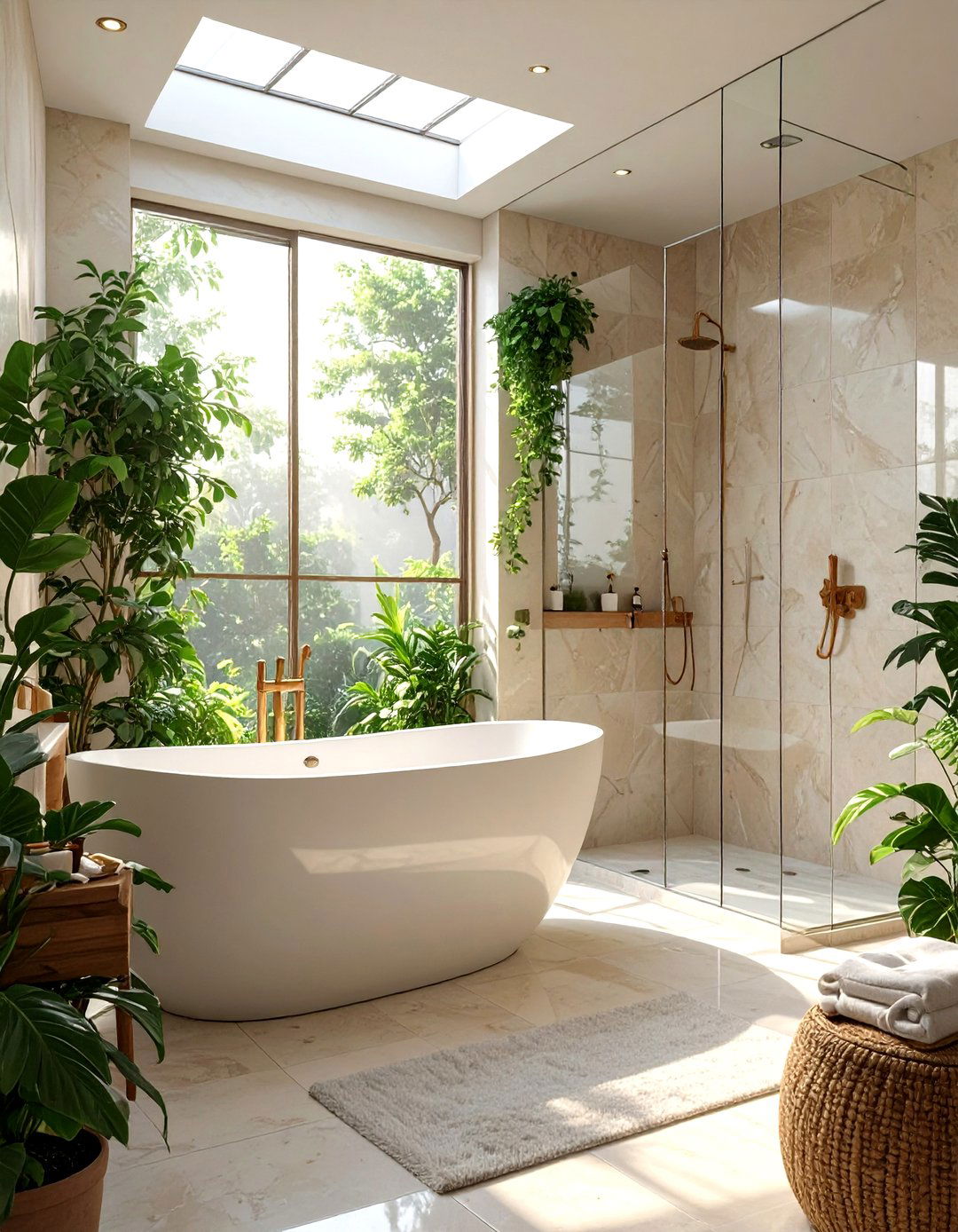Oval Freestanding Tub in a Rectangular Shower - 30 tub in shower bathroom ideas