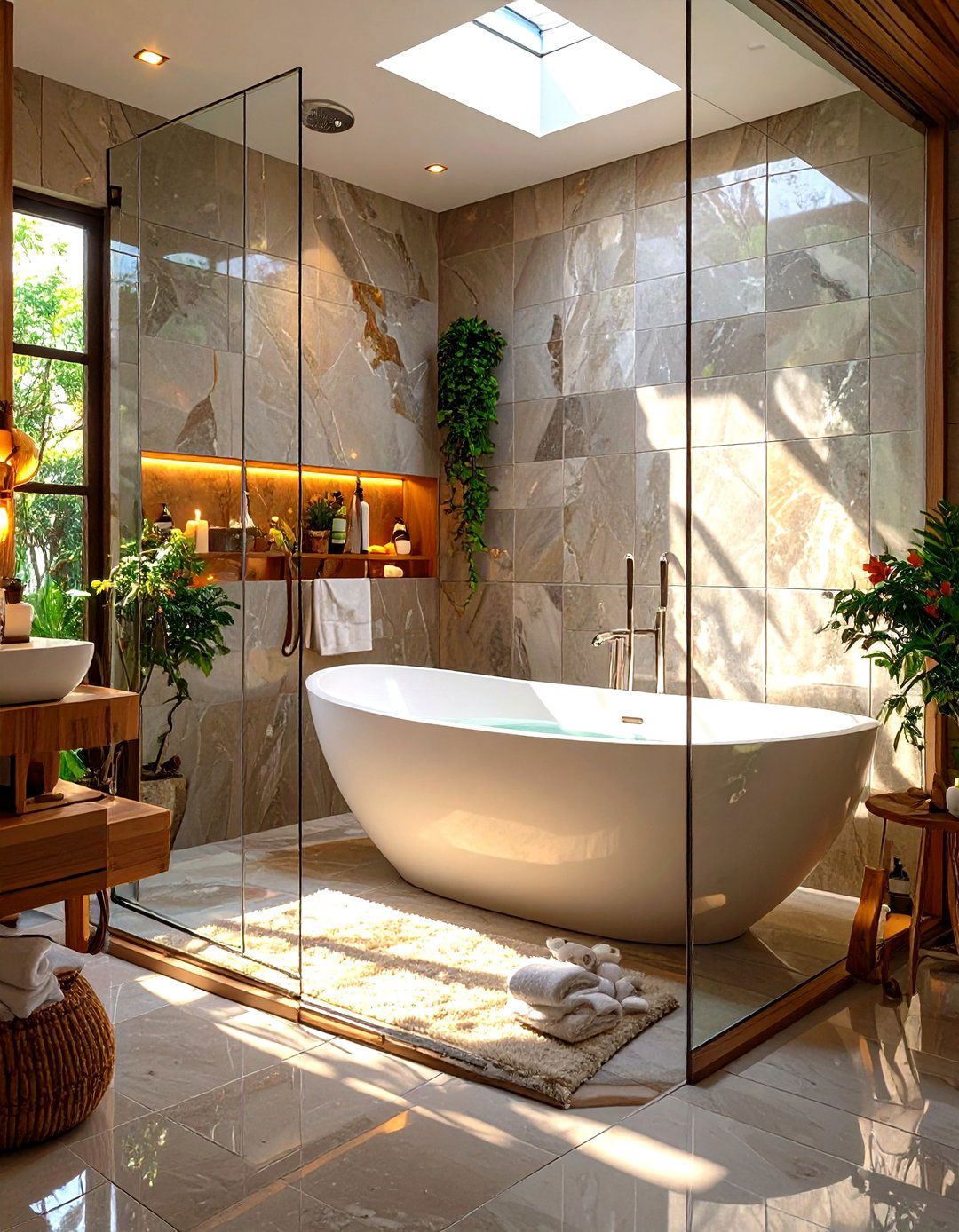 Oval Tub in a Curved Shower Enclosure - 30 tub in shower design ideas