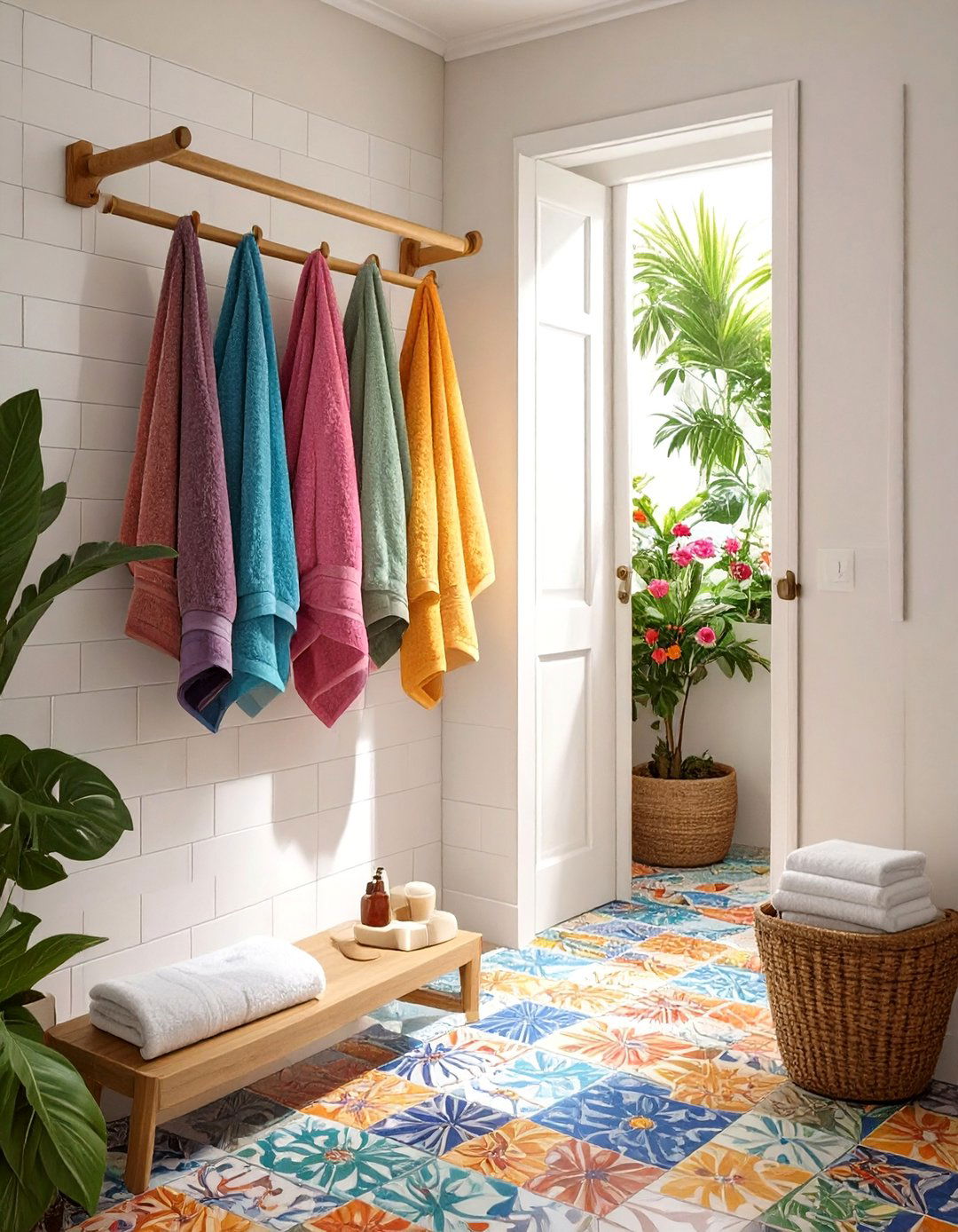 Over the Door Hanging Rack - 30 bathroom towel hanging ideas