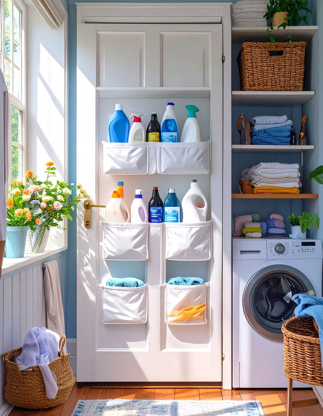 Over the Door Storage Solutions - 30 tiny laundry room ideas