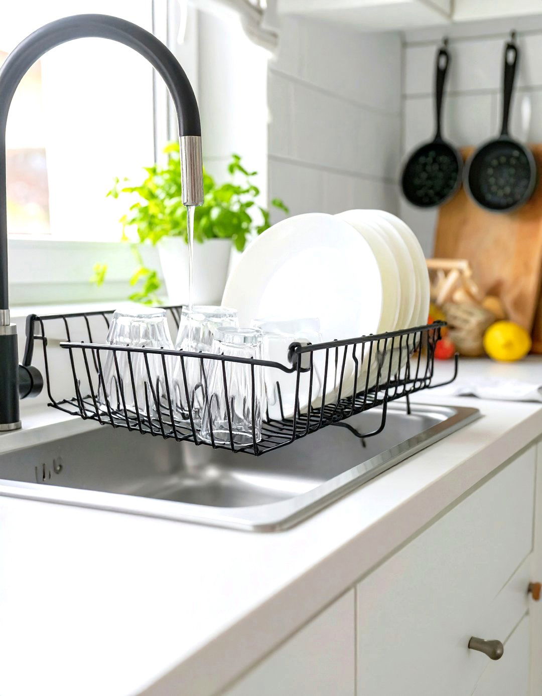 Over the Sink Dish Drying Rack - 30 small galley kitchen ideas on a budget