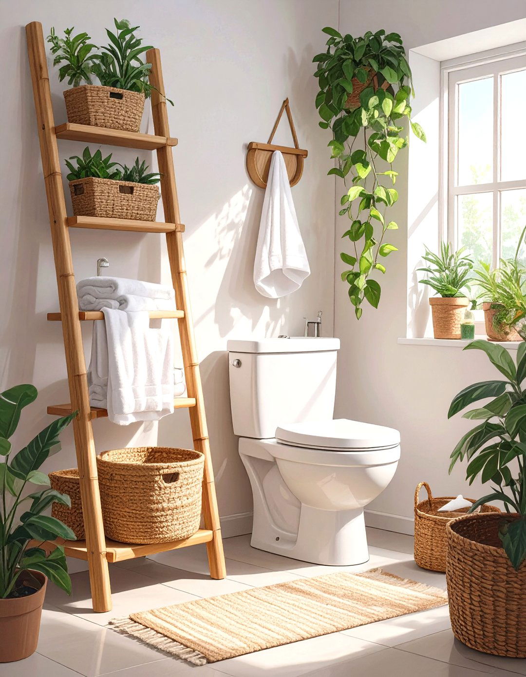 Over the Toilet Ladder Bathroom Shelf - 30 bathroom shelving ideas