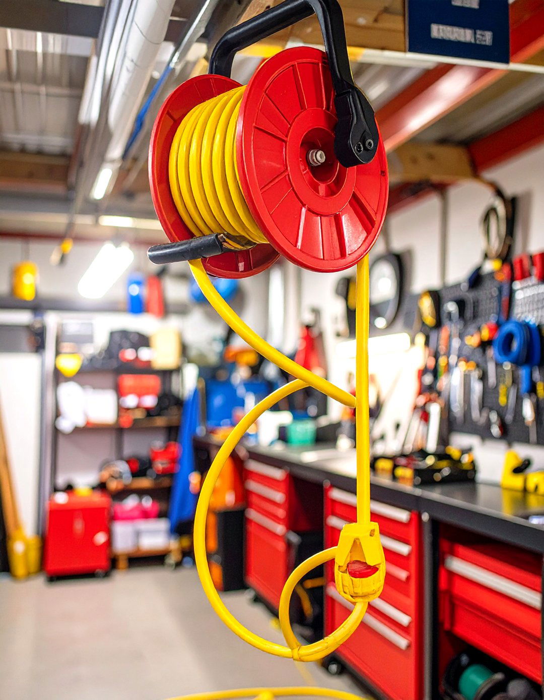 Overhead Retractable Extension Cord Reel for Garage - 30 storage ideas for garage