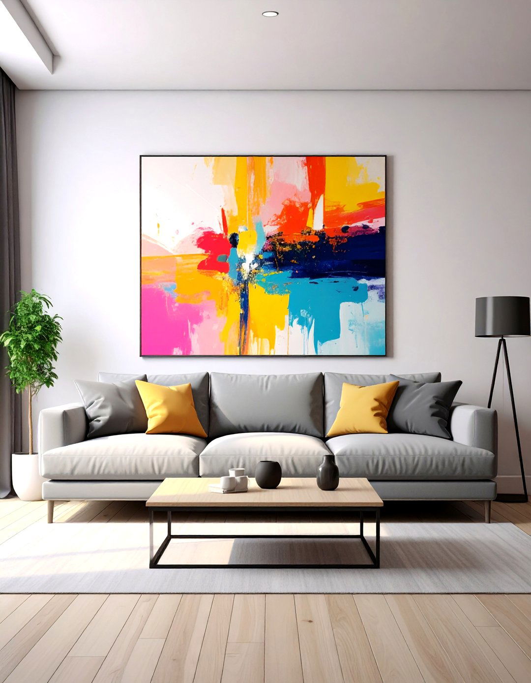 Oversized Abstract Art as a Focal Point - 30 family room wall decor ideas