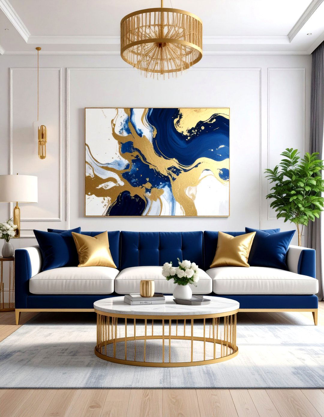 Oversized Abstract Canvas Art - 30 large wall decor ideas for living room