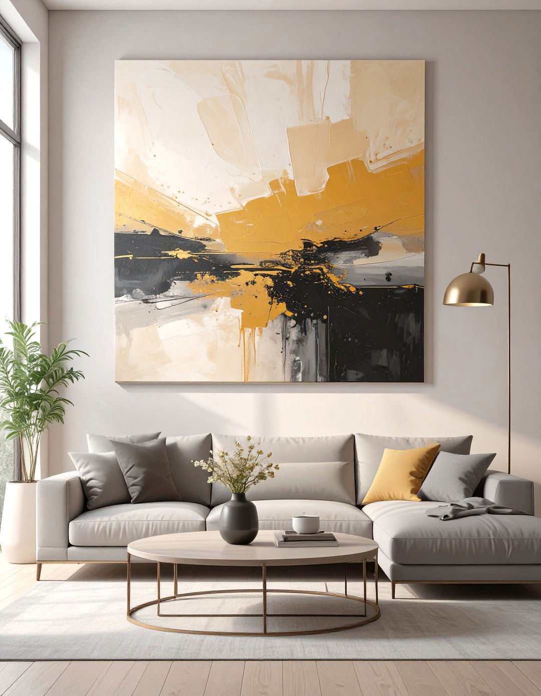 Oversized Abstract Canvas Art - 30 modern large wall decor ideas for living room