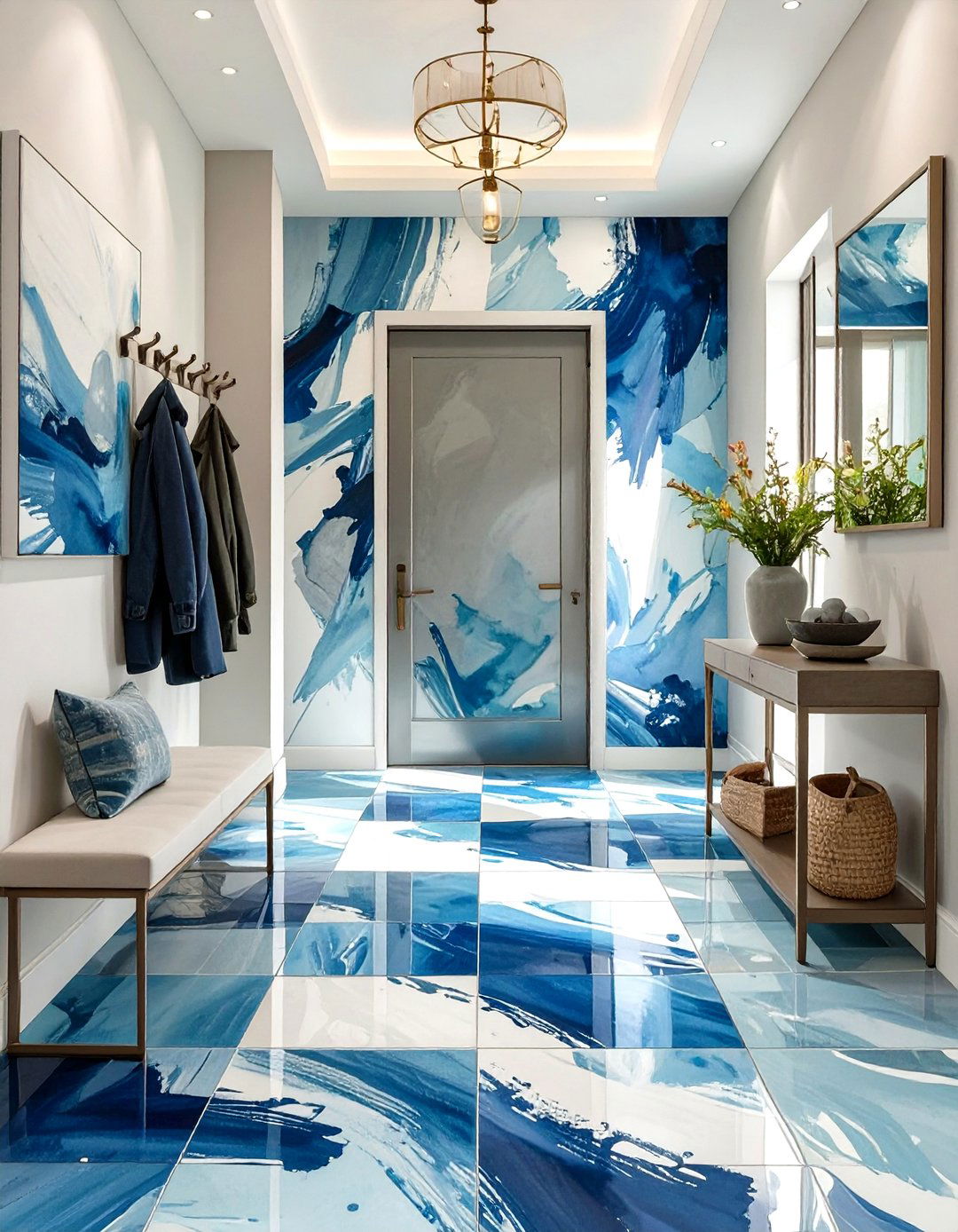 Oversized Graphic Print Tile - 30 modern entryway tile ideas