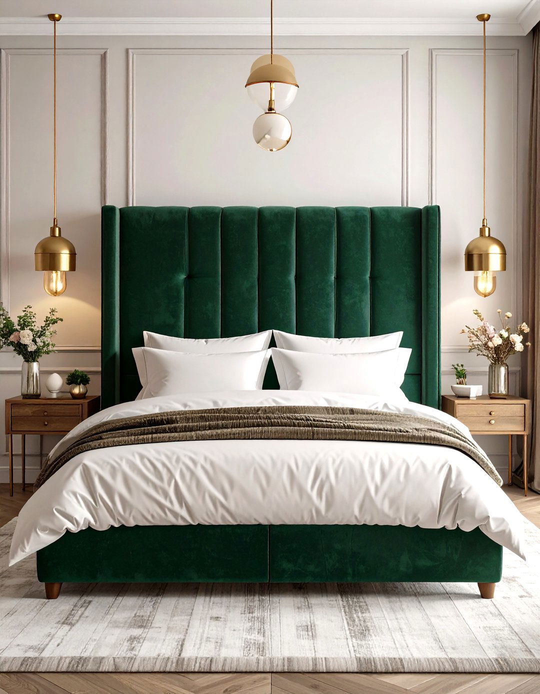 Oversized Velvet Upholstered Headboard - 30 romantic modern luxury master bedroom designs