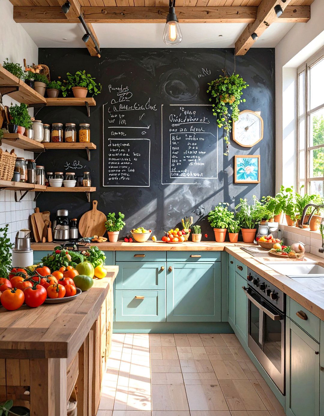 Paint a Chalkboard Wall for Lists - 30 very small kitchen ideas on a budget