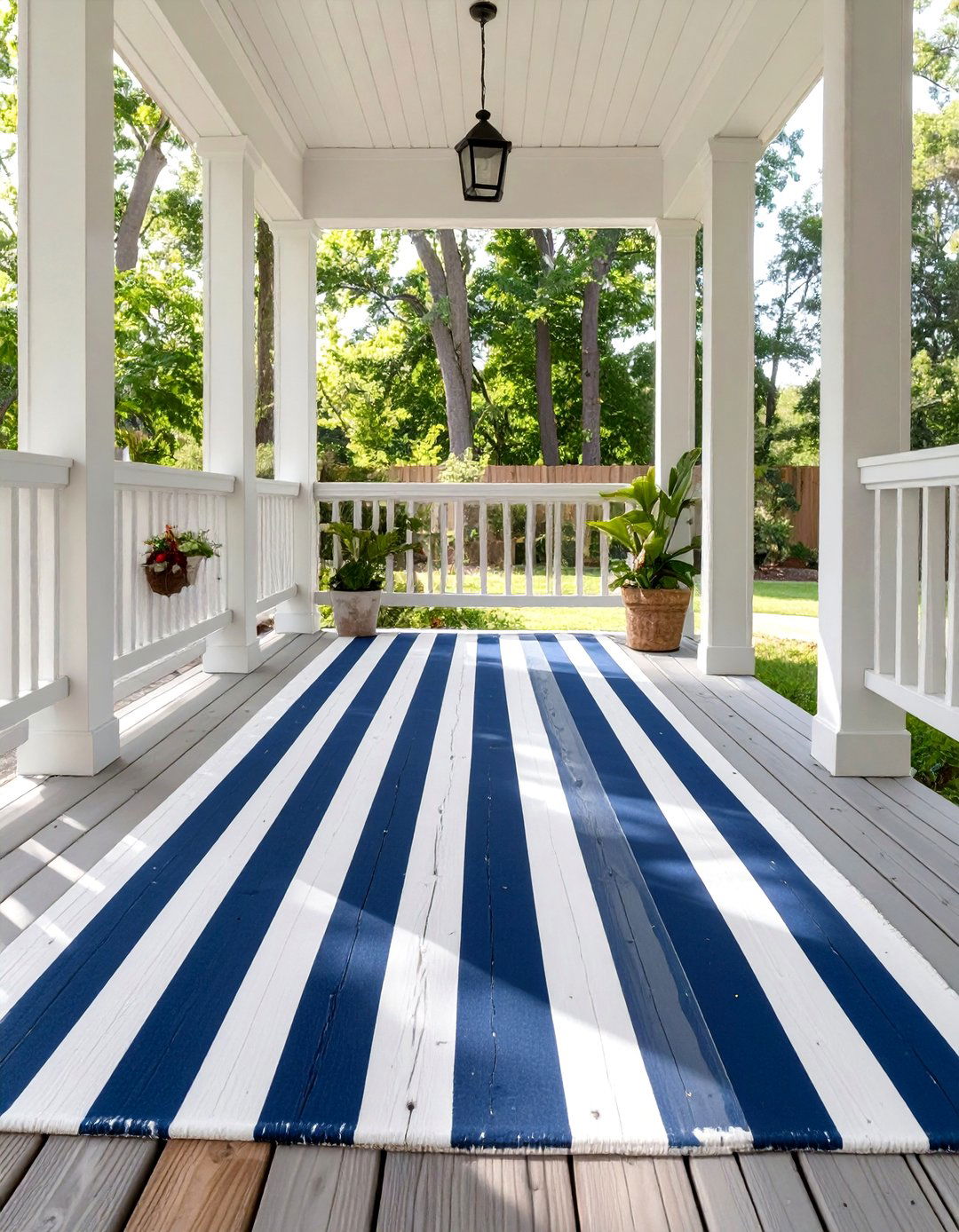Paint a Faux Rug on the Floor - 30 screen porch ideas on a budget