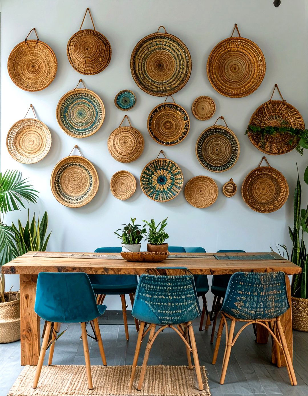Painted Basket Wall - 30 diy wall decor ideas