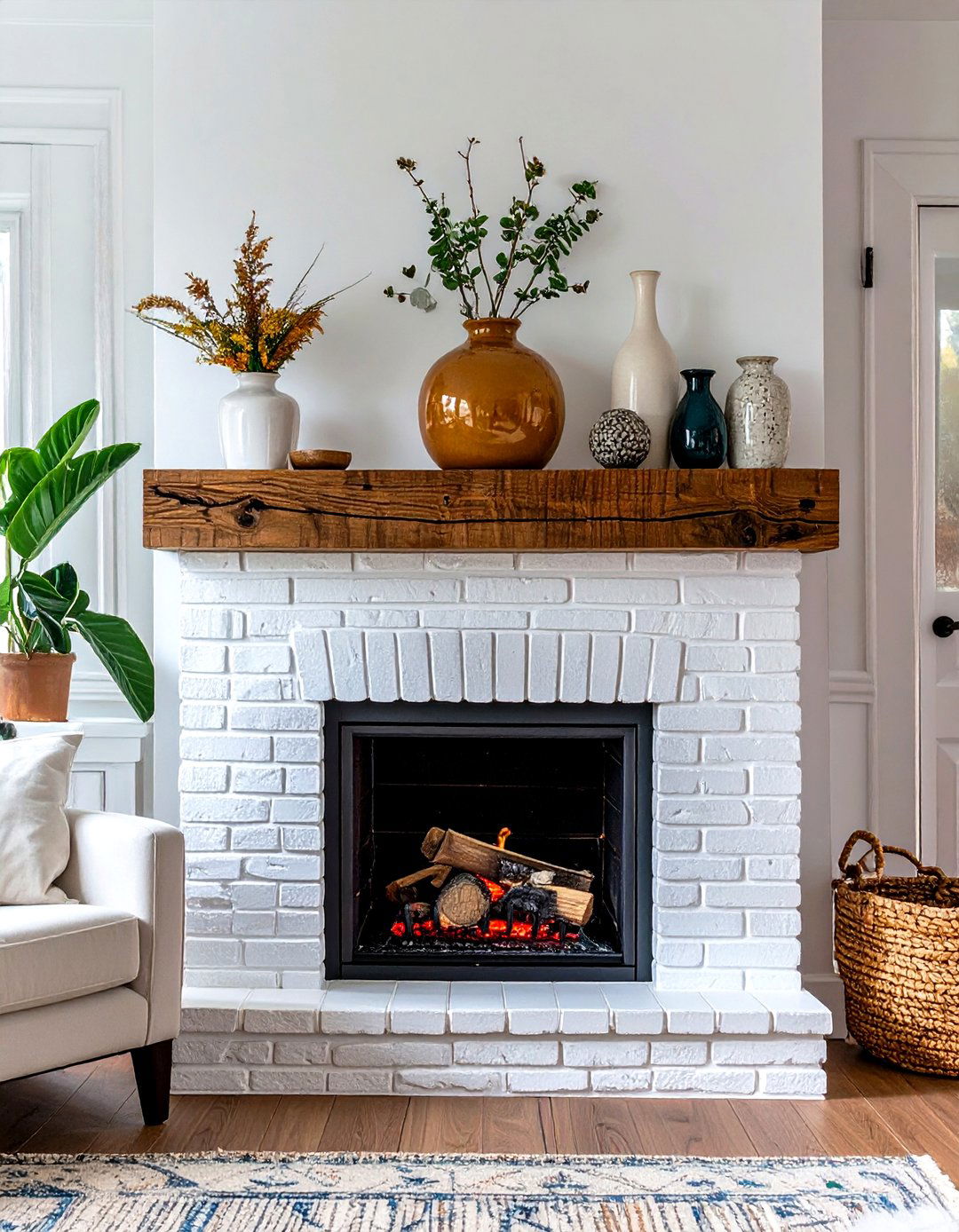Painted Brick Fireplace Surround - 30 small living room fireplace ideas