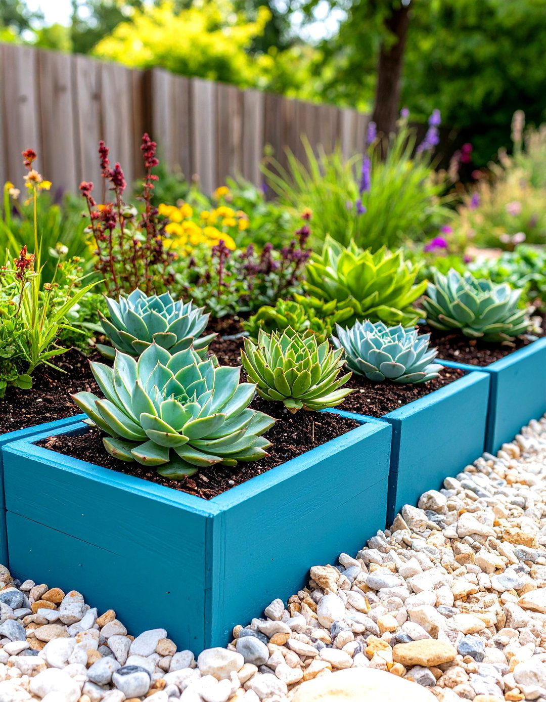 Painted Cinder Block Edging for a Pea Gravel Patio - 30 pea gravel patio edging ideas