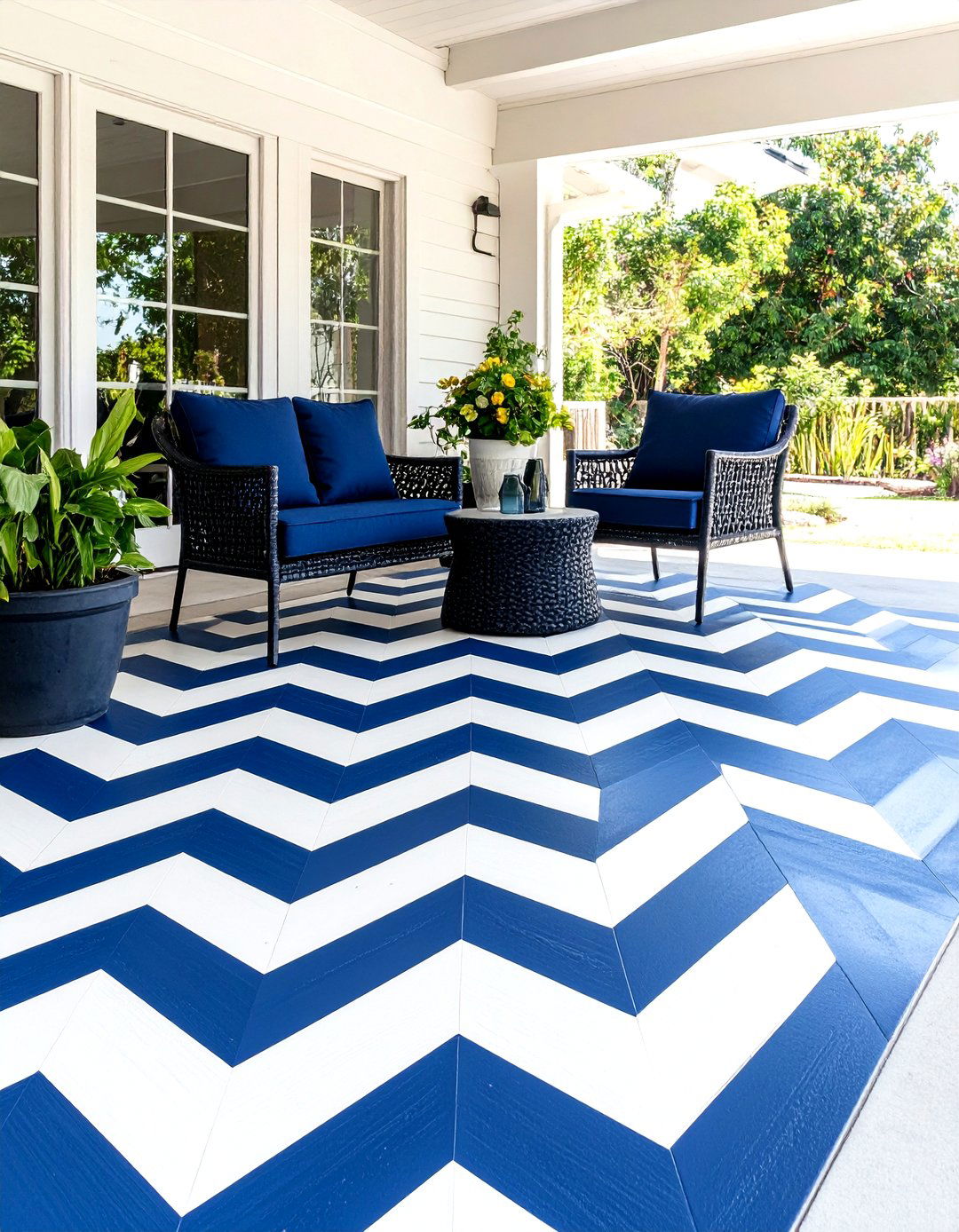 Painted Concrete Slab Makeover - 30 patio decorating ideas on a budget