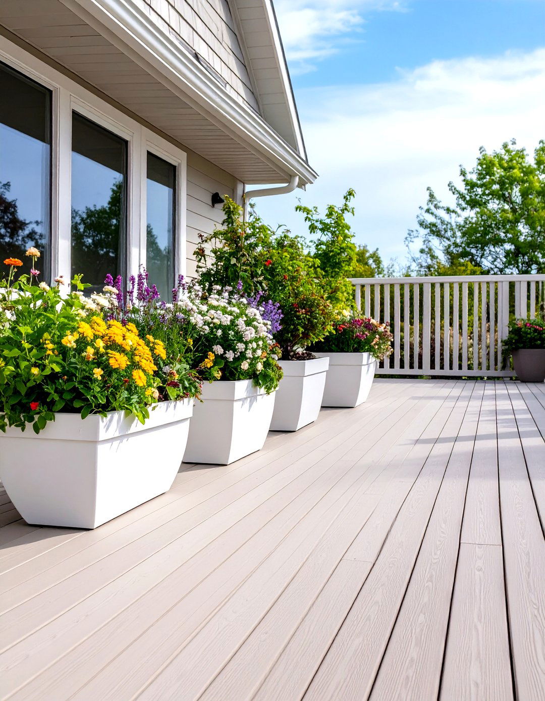 Painted Deck with Integrated Planters - 30 painted deck ideas