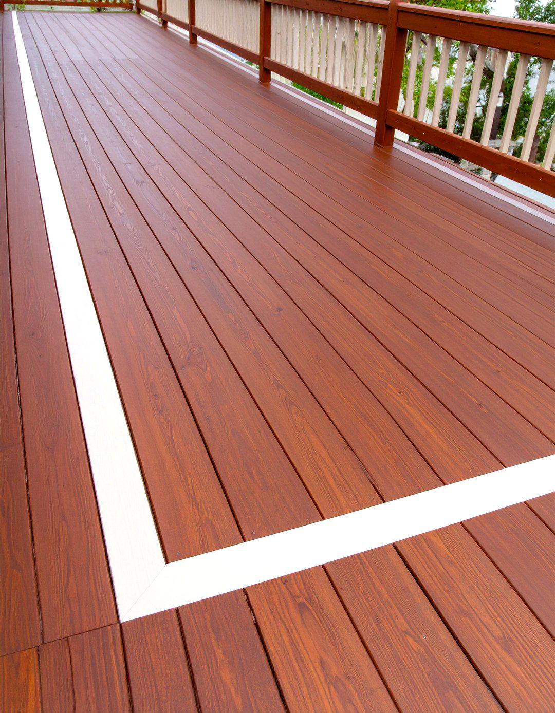 Painted Deck with a Faux Painted Runner - 30 painted deck ideas