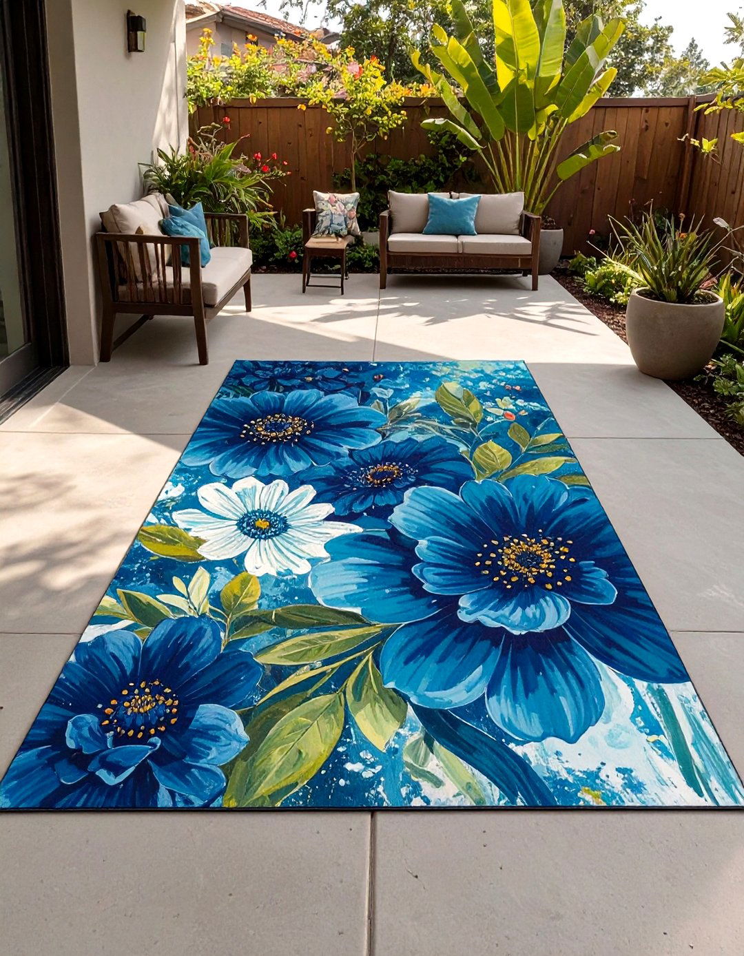 Painted Floor Cloth for Patio - 30 outdoor patio ideas on a budget