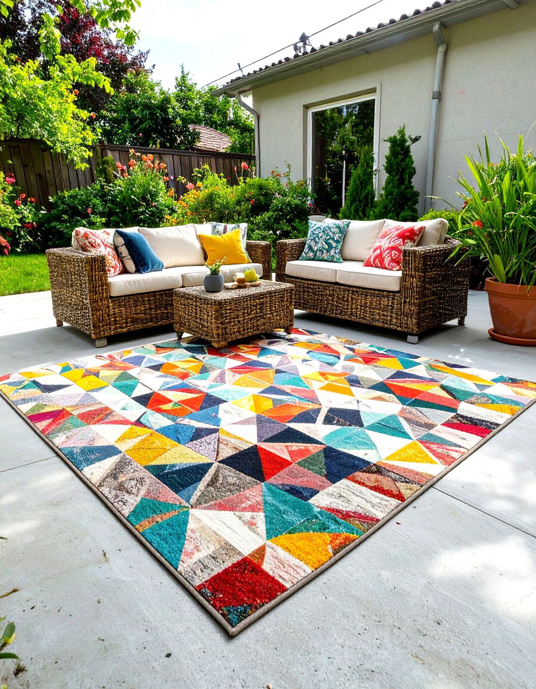 Painted Floor Cloth or Outdoor Rug - 30 cheap patio floor ideas