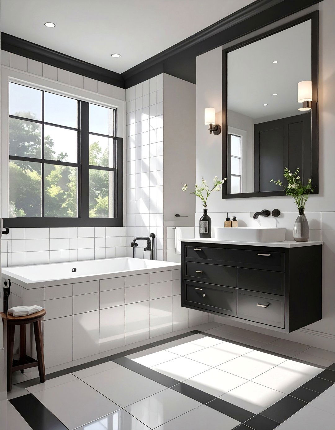 Painted Grout Lines - 30 bathroom tile paint ideas
